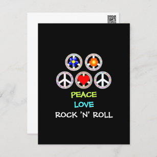 Cartão Postal Peace, Love and Rock 'n' Roll,