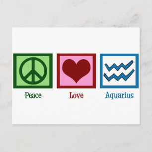 Cartão Postal Peace Love Aquarius