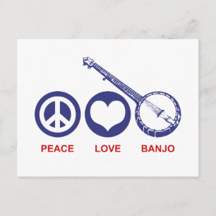 Cartão Postal Peace Love Banjo
