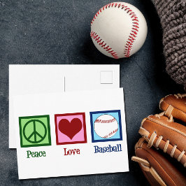 Cartão Postal Peace Love Baseball