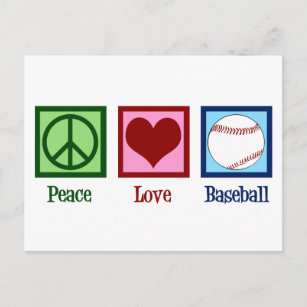 Cartão Postal Peace Love Baseball