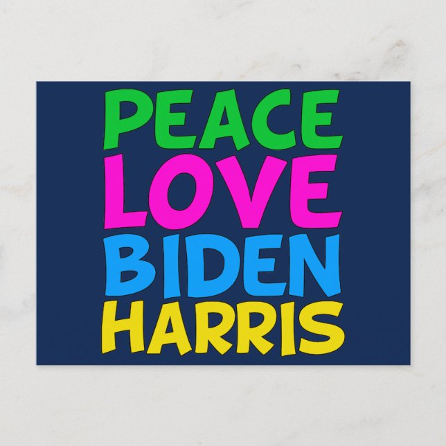 Cartão Postal Peace Love Biden Harris (Frente)