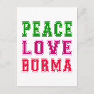 Cartão Postal Peace Love Burma.