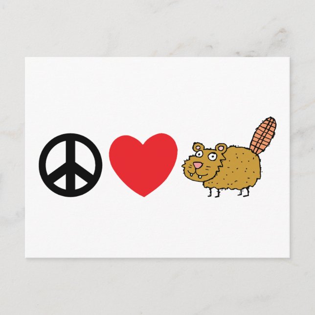 Cartão Postal Peace Love Canadian Beaver (Frente)