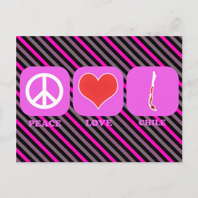 Cartão Postal Peace Love Chile (Frente)