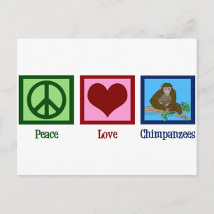 Cartão Postal Peace Love Chimpanzés
