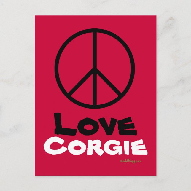 Cartão postal Peace Love Corgie (Frente)