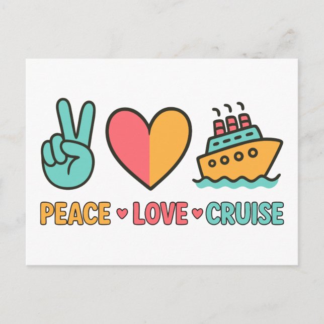 Cartão Postal Peace Love Cruise Vacing (Frente)
