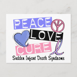 Cartão Postal Peace Love Cure SIDS Súbita síndrome de morte po