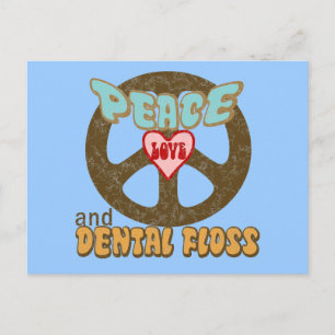 Cartão Postal Peace Love Dental Floss Vintage