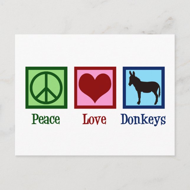Cartão Postal Peace Love Donkeys (Frente)