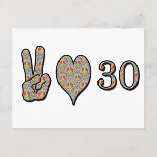 Cartão Postal Peace Love e 30