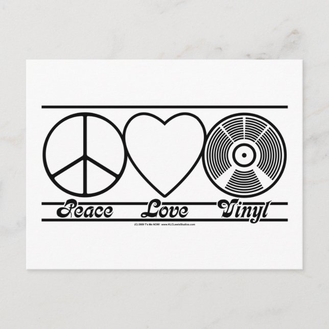 Cartão Postal Peace Love e Vinyl (Frente)