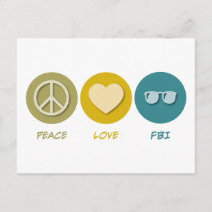 Cartão Postal Peace Love FBI