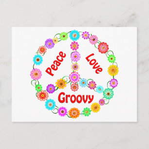 Cartão Postal Peace Love Groovy