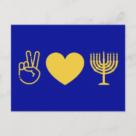 Cartão Postal Peace Love & Hanukkah | Versão Dourada