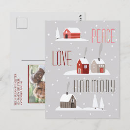 Cartão Postal Peace Love Harmony Retro Christmas Holiday Photo