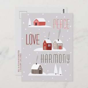 Cartão Postal Peace Love Harmony Retro Christmas Holiday Photo