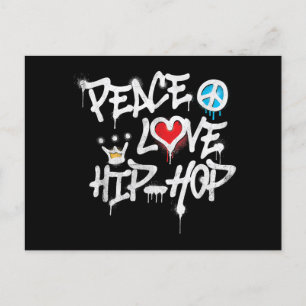 Cartão Postal Peace Love Hip Hop Dancing
