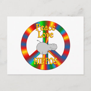 Cartão Postal Peace Love Hippos