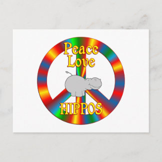 Cartão Postal Peace Love Hippos