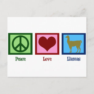 Cartão Postal Peace Love Llamas