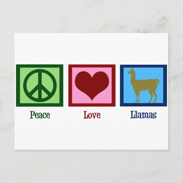 Cartão Postal Peace Love Llamas (Frente)
