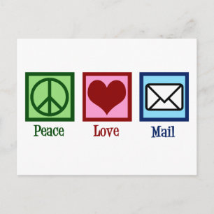 Cartão Postal Peace Love Mail