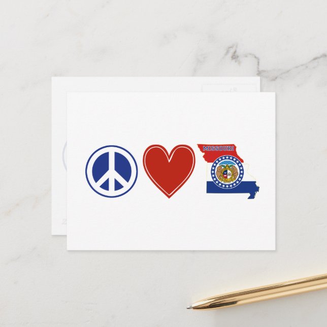 Cartão Postal Peace Love Missouri ShapMissouri (Frente/Verso In Situ)