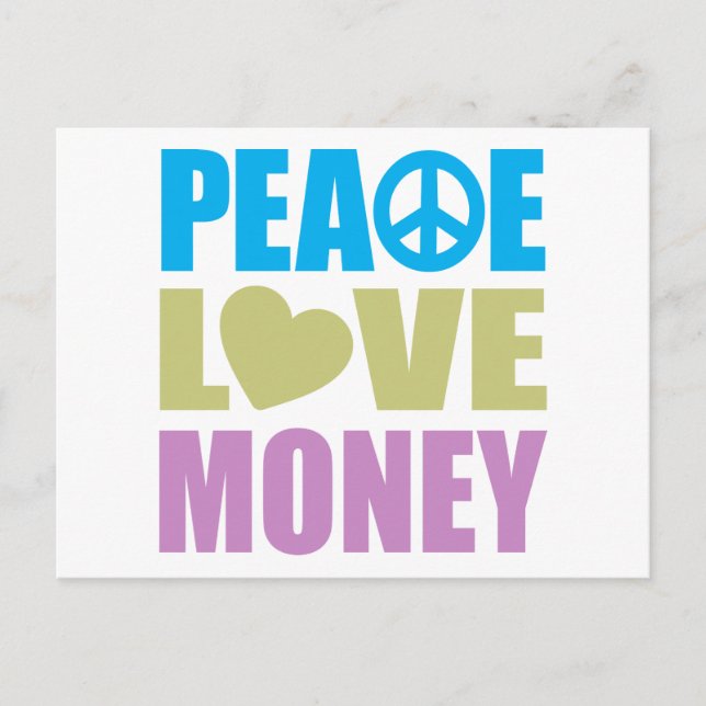 Cartão Postal Peace Love Money (Frente)