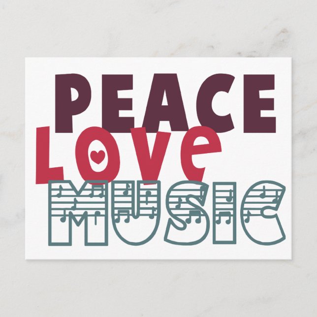 Cartão Postal Peace Love Music (Frente)
