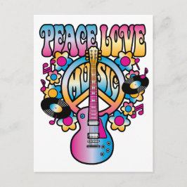 Cartão Postal Peace Love Music