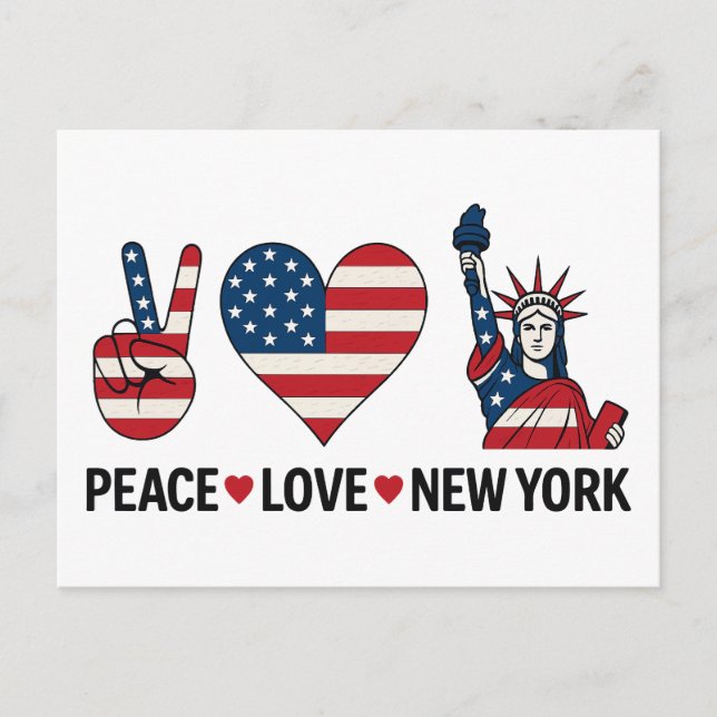Cartão Postal Peace Love New York (Frente)