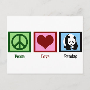 Cartão Postal Peace Love Pandas
