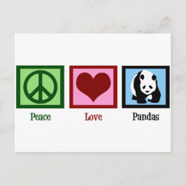 Cartão Postal Peace Love Pandas