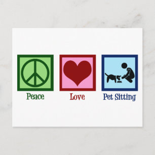 Cartão Postal Peace Love Pet Sitting Dog Walking Service