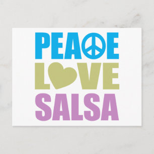 Cartão Postal Peace Love Salsa