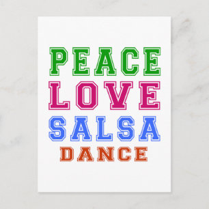 Cartão Postal Peace Love Salsa Dance