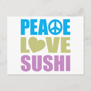 Cartão Postal Peace Love Sushi