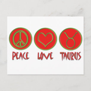 Cartão Postal Peace Love Taurus