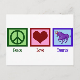 Cartão Postal Peace Love Taurus