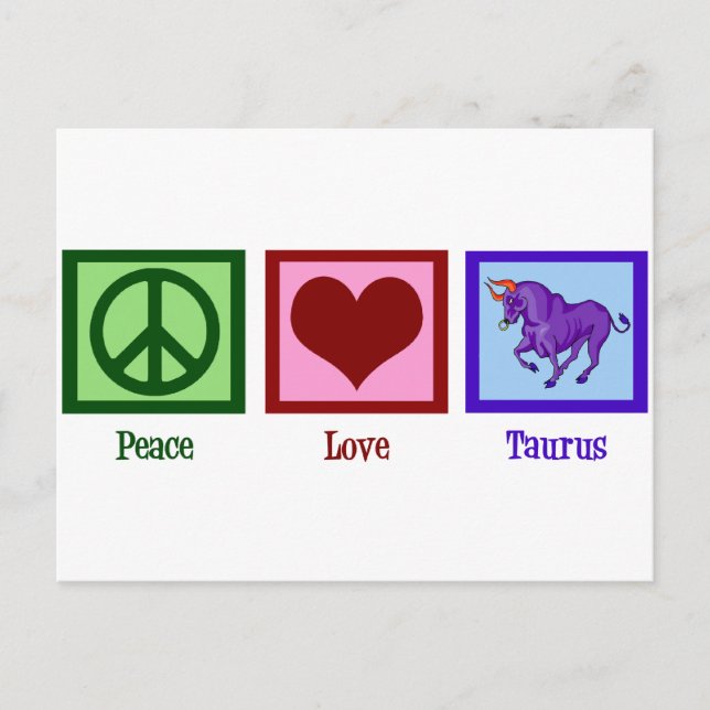 Cartão Postal Peace Love Taurus (Frente)