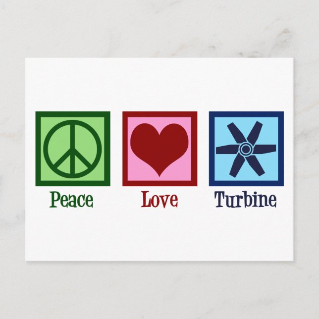Cartão Postal Peace Love Turbine Fan (Frente)