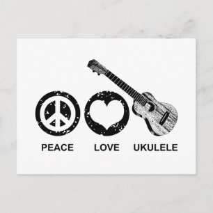 Cartão Postal Peace Love Ukulele