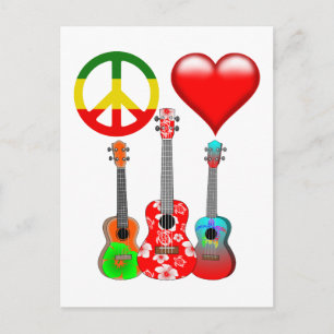 Cartão Postal Peace Love Ukuleles