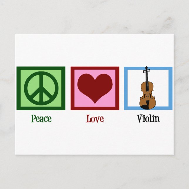 Cartão Postal Peace Love Violin (Frente)