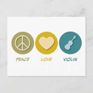 Cartão Postal Peace Love Violin