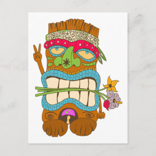 Cartão Postal Peace Lover, Floral Crazy Tiki Hippie