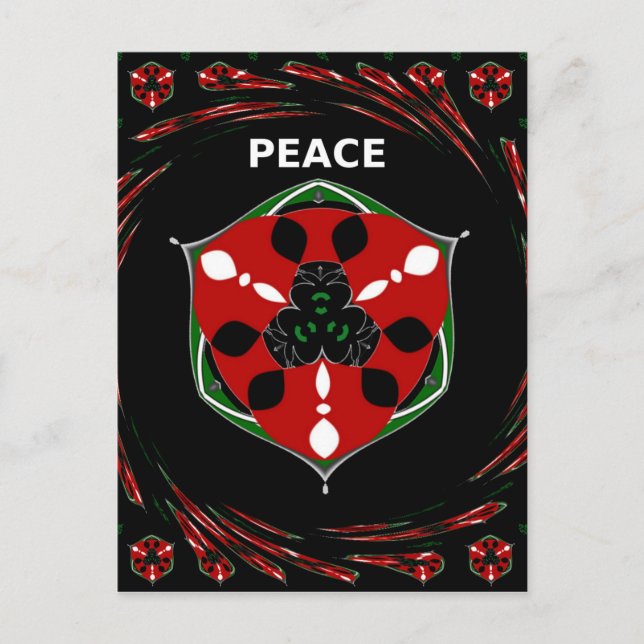 Cartão Postal "Peace: with Shield Emblem" Art Impressão (Frente)
