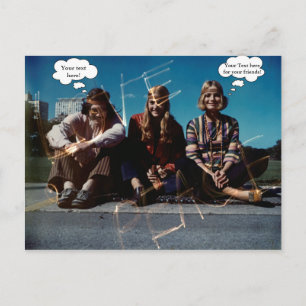 Cartão Postal Peace Young Hippies Free Love 1960's Custom Text
